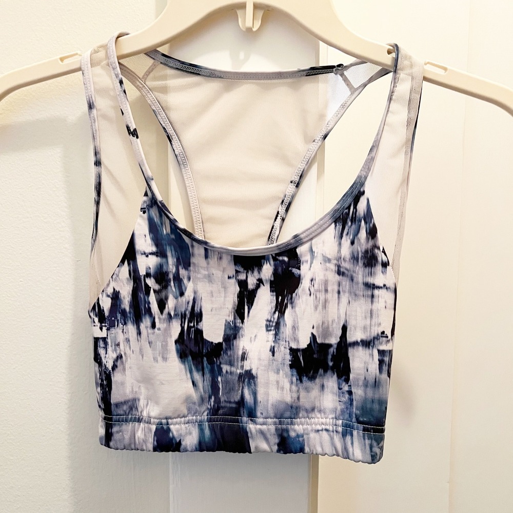 Varley‎ White Blue Marbled Mesh Sports Bra XXS Activewear